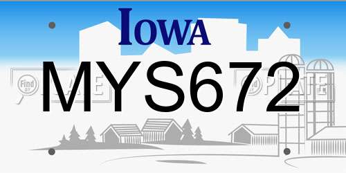 MYS672 Iowa License Plate