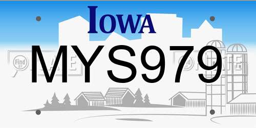 MYS979 Iowa License Plate