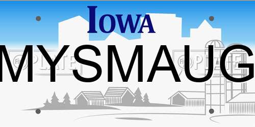 MYSMAUG Iowa License Plate