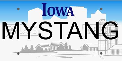 MYSTANG Iowa License Plate