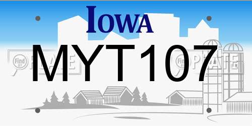 MYT107 Iowa License Plate