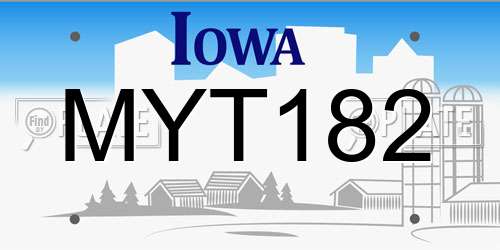 MYT182 Iowa License Plate