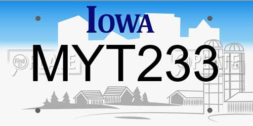 MYT233 Iowa License Plate