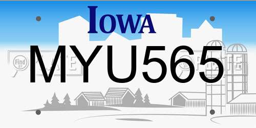 MYU565 Iowa License Plate