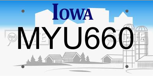 MYU660 Iowa License Plate