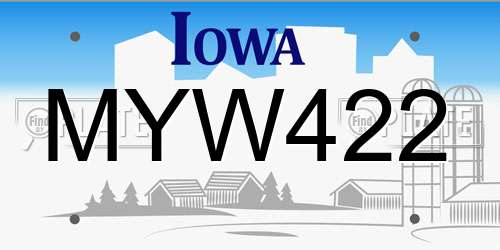 MYW422 Iowa License Plate