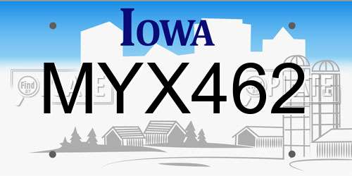 MYX462 Iowa License Plate