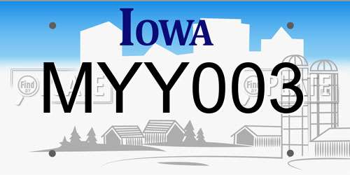 MYY003 Iowa License Plate