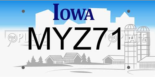 MYZ71 Iowa License Plate