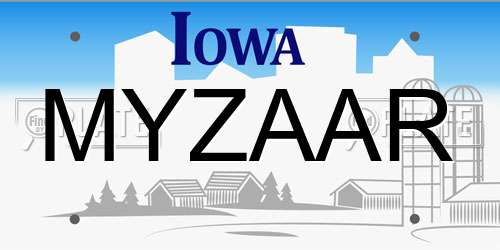 MYZAAR Iowa License Plate