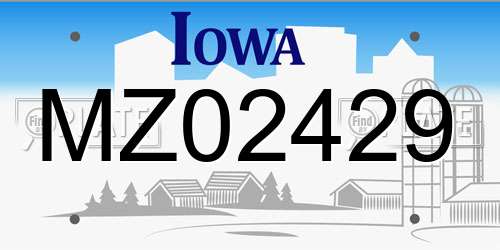 MZ02429 Iowa License Plate