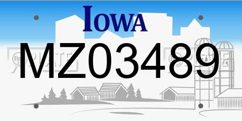 MZ03489 Iowa License Plate