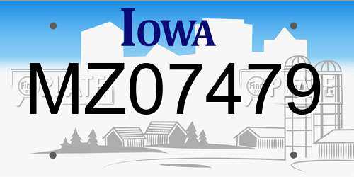 MZ07479 Iowa License Plate