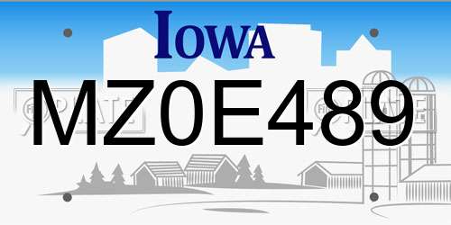 MZ0E489 Iowa License Plate