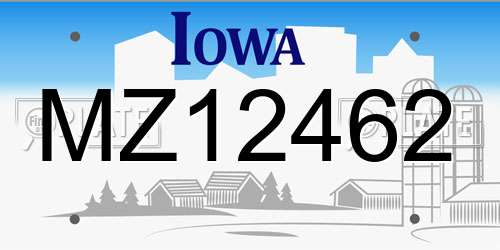 MZ12462 Iowa License Plate