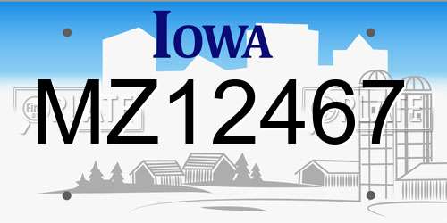 MZ12467 Iowa License Plate