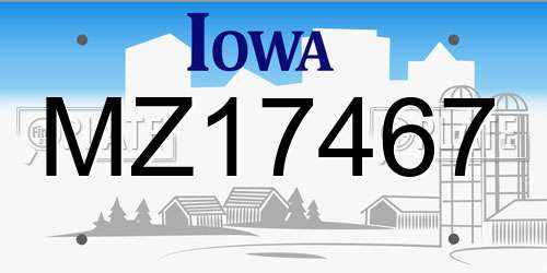 MZ17467 Iowa License Plate