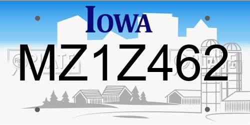 MZ1Z462 Iowa License Plate