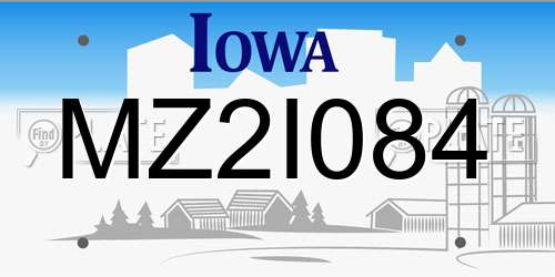 MZ2I084 Iowa License Plate