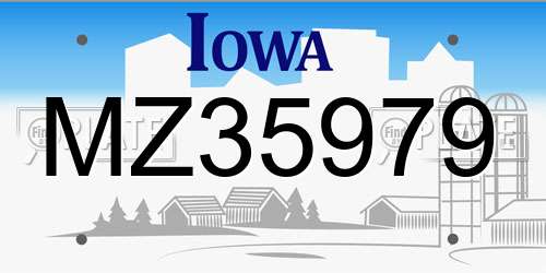 MZ35979 Iowa License Plate