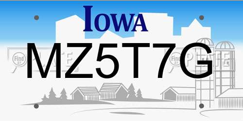 MZ5T7G Iowa License Plate