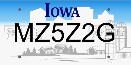 MZ5Z2G Iowa License Plate