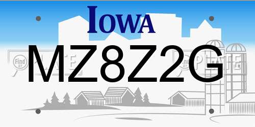 MZ8Z2G Iowa License Plate