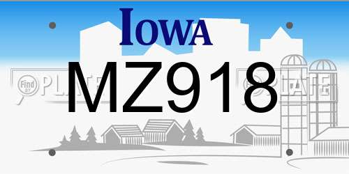 MZ918 Iowa License Plate