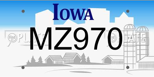 MZ970 Iowa License Plate