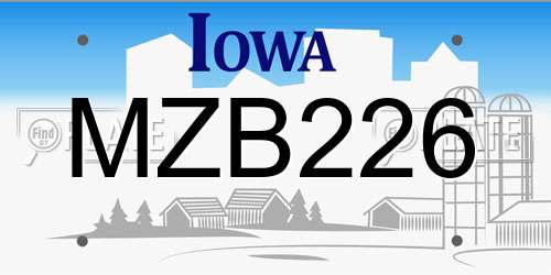 MZB226 Iowa License Plate