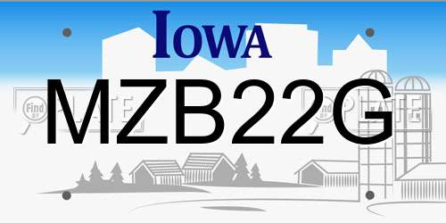 MZB22G Iowa License Plate