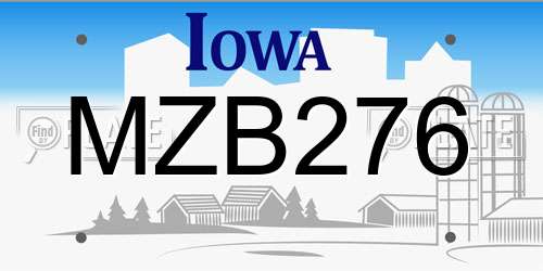 MZB276 Iowa License Plate