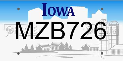 MZB726 Iowa License Plate