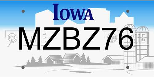 MZBZ76 Iowa License Plate