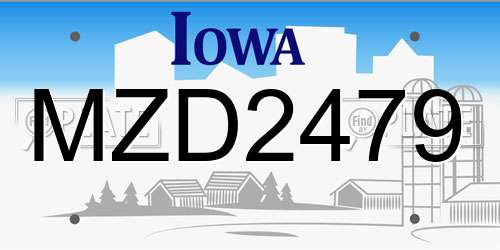 MZD2479 Iowa License Plate