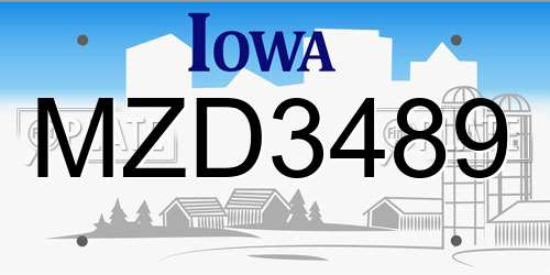 MZD3489 Iowa License Plate