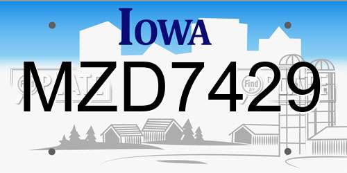 MZD7429 Iowa License Plate