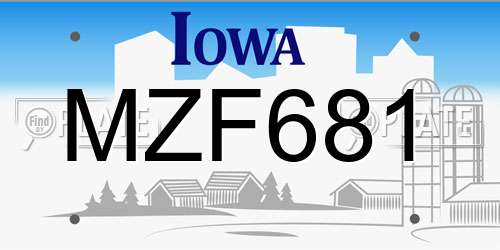 MZF681 Iowa License Plate
