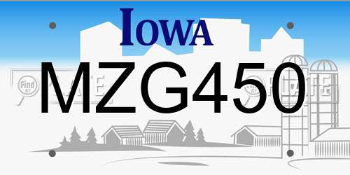 MZG450 Iowa License Plate