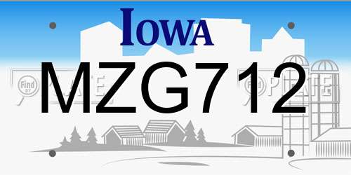 MZG712 Iowa License Plate