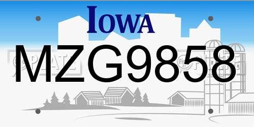 MZG9858 Iowa License Plate