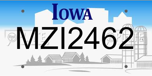 MZI2462 Iowa License Plate