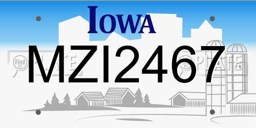 MZI2467 Iowa License Plate