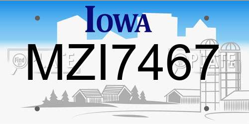 MZI7467 Iowa License Plate