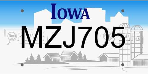 MZJ705 Iowa License Plate