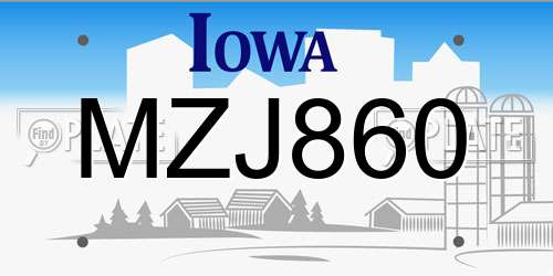 MZJ860 Iowa License Plate