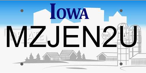 MZJEN2U Iowa License Plate