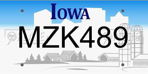 MZK489 Iowa License Plate