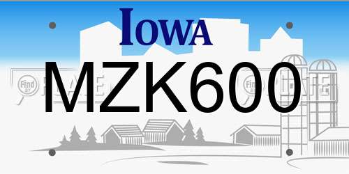 MZK600 Iowa License Plate