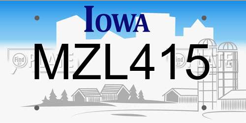 MZL415 Iowa License Plate